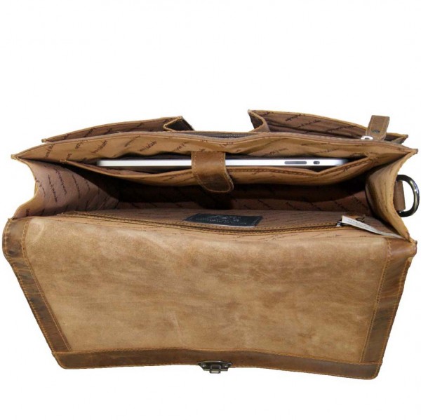 Collegemappe Leder braun Herren Tabletfach 1107 Collegemappe Leder braun Herren Tabletfach 1107