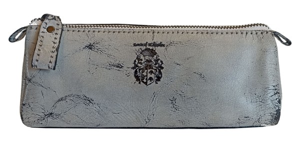 Großes Schlampermäppchen aus altweißen Leder - Einzelstück / Unikat Großes Schlampermäppchen aus altweißen Leder - Einzelstück / Unikat
