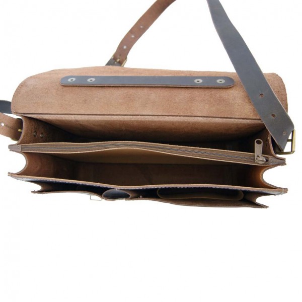 Akten Umhaengetasche Herren Leder braun 2 Fächer 386-402 Akten Umhaengetasche Herren Leder braun 2 Fächer 386-402