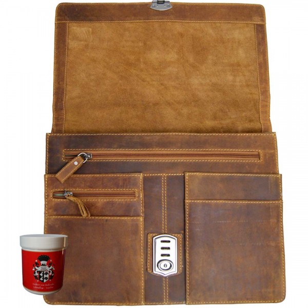 Collegemappe Leder braun Herren Innenansicht 1107 Collegemappe Leder braun Herren Innenansicht 1107