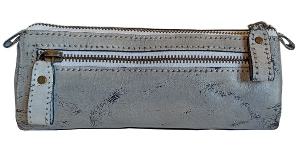 Großes Schlampermäppchen aus altweißen Leder - Einzelstück / Unikat Großes Schlampermäppchen aus altweißen Leder - Einzelstück / Unikat