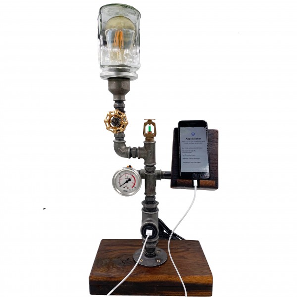 Industriestyle Lampe Einstein 2 mit Handyhalter Industriestyle Lampe Einstein 2 mit Handyhalter